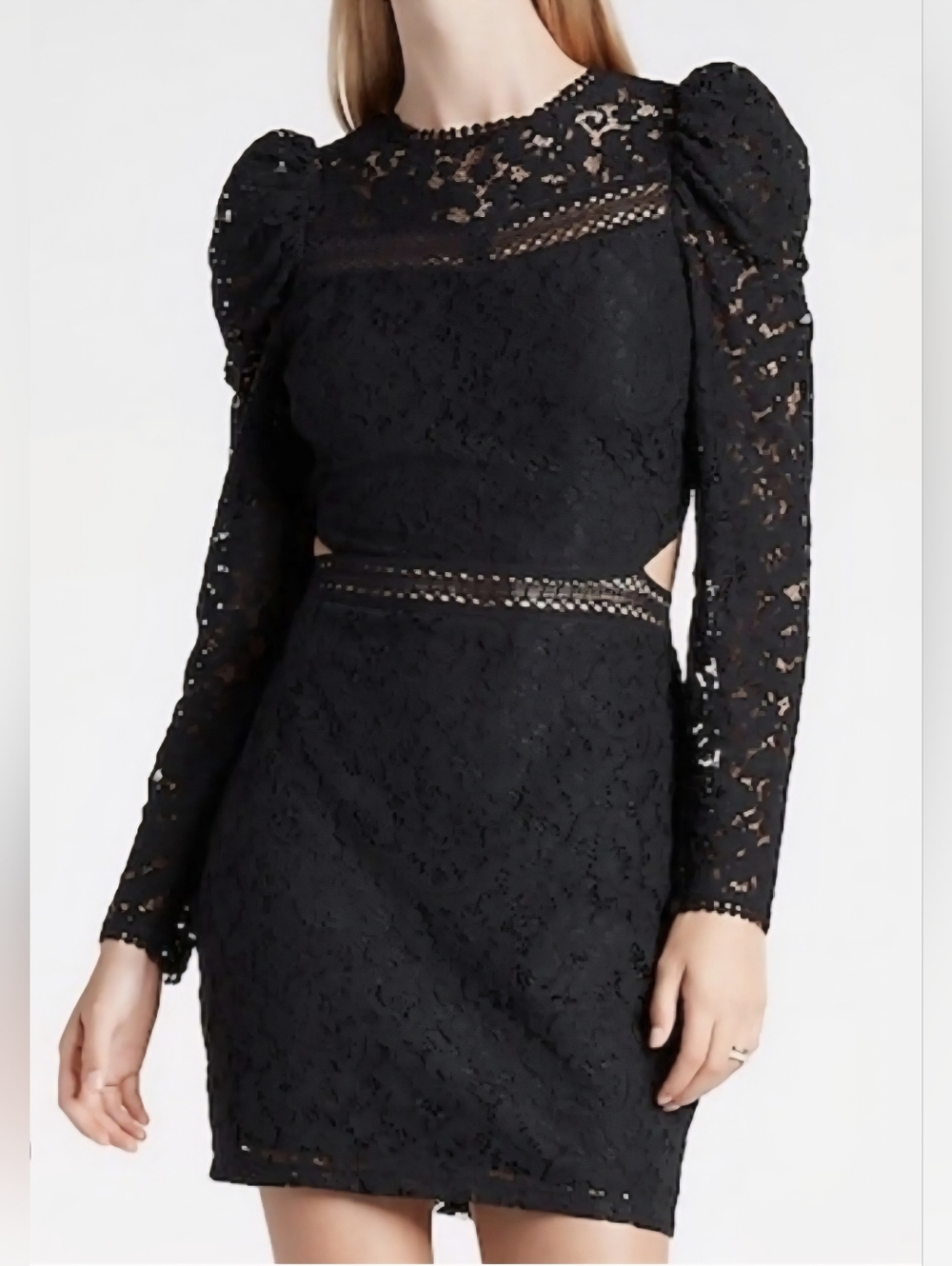Express Black Lace Long-Sleeve Mini Dress